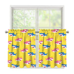 Pink And Blue Shark Pattern Print Tier Curtains