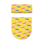 Pink And Blue Shark Pattern Print Toilet Lid And Tank Cover Set
