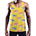 Pink And Blue Shark Pattern Print Men's Workout Tank Top