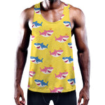 Pink And Blue Shark Pattern Print Training Tank Top