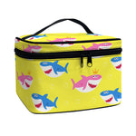 Pink And Blue Shark Pattern Print Travel Makeup Bag