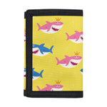 Pink And Blue Shark Pattern Print Trifold Wallet