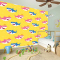Pink And Blue Shark Pattern Print Wall Sticker