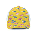 Pink And Blue Shark Pattern Print White Mesh Trucker Hat