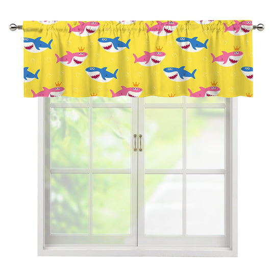 Pink And Blue Shark Pattern Print Window Valance
