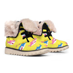 Pink And Blue Shark Pattern Print Winter Boots