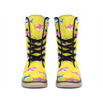 Pink And Blue Shark Pattern Print Winter Boots