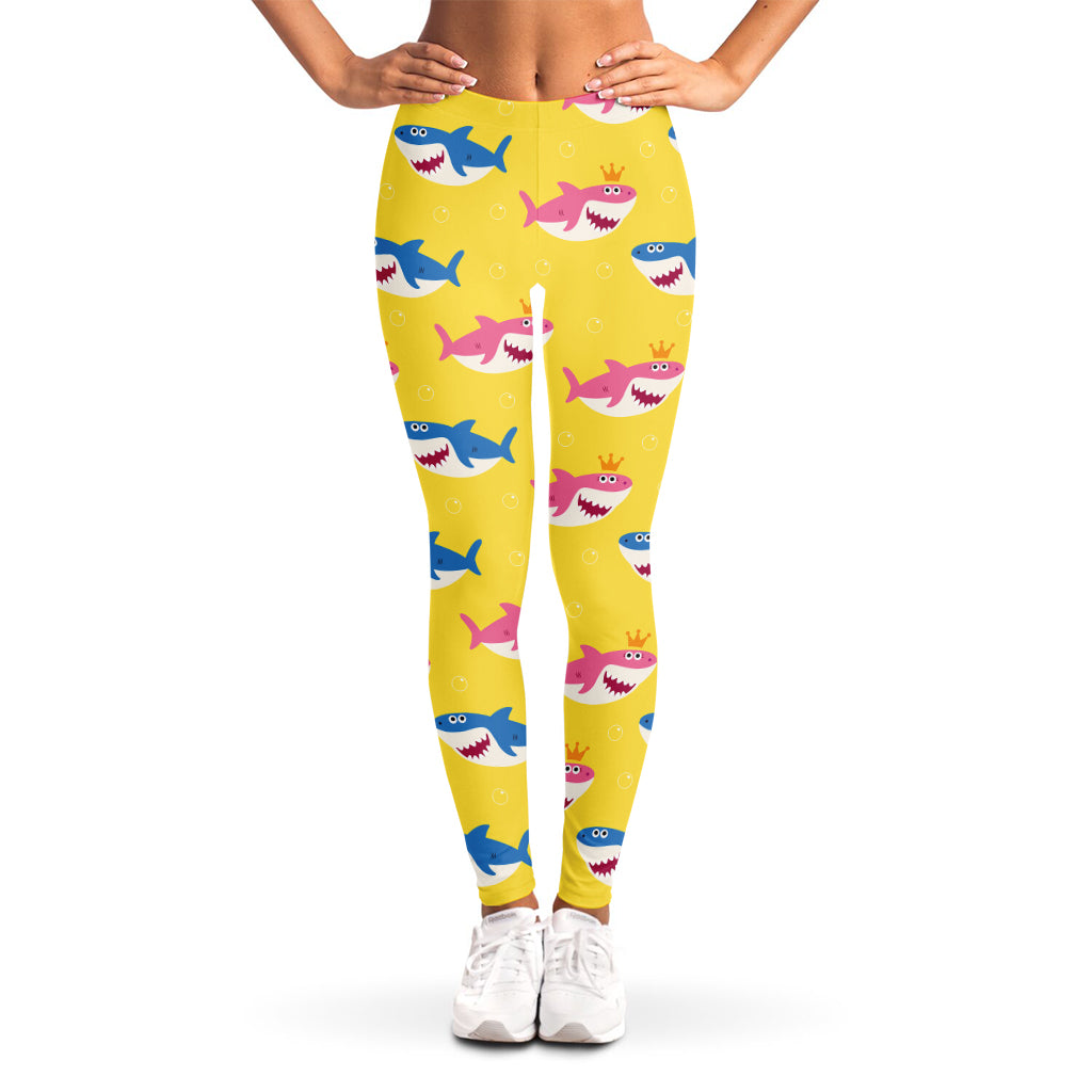 Pink And Blue Shark Pattern Print Women's Leggings