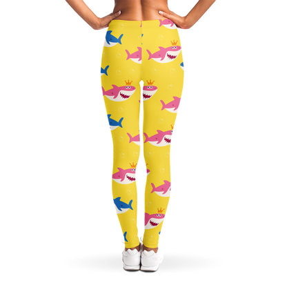 Pink And Blue Shark Pattern Print Women's Leggings
