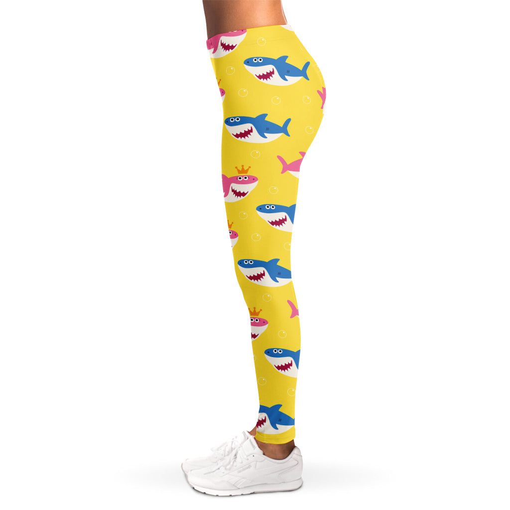 Pink And Blue Shark Pattern Print Women's Leggings