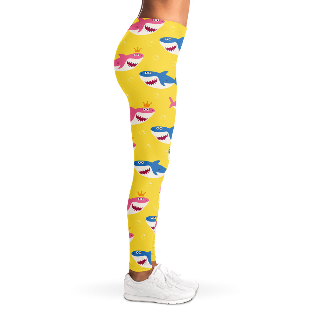 Pink And Blue Shark Pattern Print Women's Leggings
