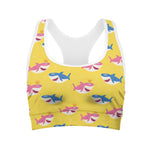 Pink And Blue Shark Pattern Print Women's Sports Bra