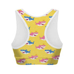 Pink And Blue Shark Pattern Print Women's Sports Bra