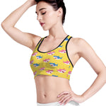 Pink And Blue Shark Pattern Print Women's Sports Bra