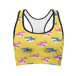 Pink And Blue Shark Pattern Print Women's Sports Bra