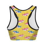 Pink And Blue Shark Pattern Print Women's Sports Bra