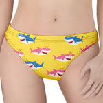 Pink And Blue Shark Pattern Print Women's Thong