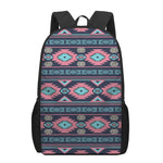 Pink And Blue Southwestern Pattern Print 17 Inch Backpack