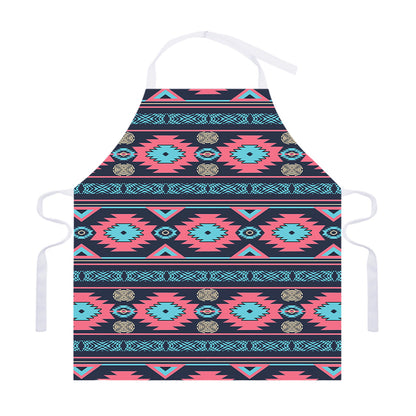 Pink And Blue Southwestern Pattern Print Adjustable Apron