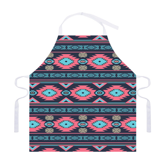 Pink And Blue Southwestern Pattern Print Adjustable Apron
