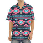 Pink And Blue Southwestern Pattern Print Aloha Shirt