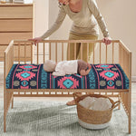 Pink And Blue Southwestern Pattern Print Baby Crib Sheet
