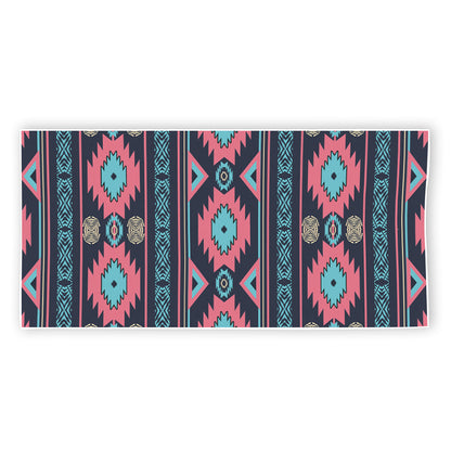 Pink And Blue Southwestern Pattern Print Beach Towel