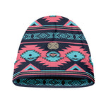 Pink And Blue Southwestern Pattern Print Beanie