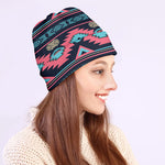 Pink And Blue Southwestern Pattern Print Beanie