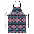 Pink And Blue Southwestern Pattern Print Bib Apron With Pocket
