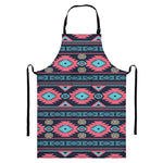Pink And Blue Southwestern Pattern Print Bib Apron With Pocket
