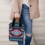 Pink And Blue Southwestern Pattern Print Bible Tote Bag