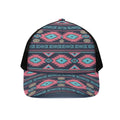 Pink And Blue Southwestern Pattern Print Black Mesh Trucker Hat