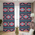 Pink And Blue Southwestern Pattern Print Dimout Pencil Pleat Curtains