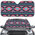 Pink And Blue Southwestern Pattern Print Car Windshield Sun Shade