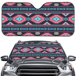 Pink And Blue Southwestern Pattern Print Car Windshield Sun Shade