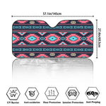 Pink And Blue Southwestern Pattern Print Car Windshield Sun Shade