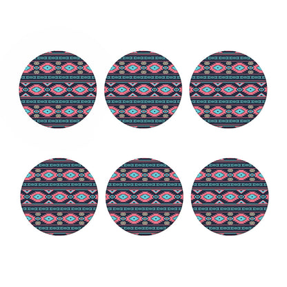 Pink And Blue Southwestern Pattern Print Coaster Set