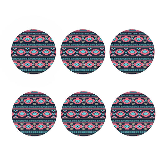 Pink And Blue Southwestern Pattern Print Coaster Set