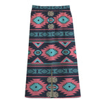 Pink And Blue Southwestern Pattern Print Cotton Front Slit Maxi Skirt