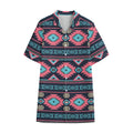 Pink And Blue Southwestern Pattern Print Cotton Hawaiian Shirt