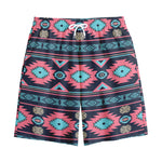 Pink And Blue Southwestern Pattern Print Cotton Shorts