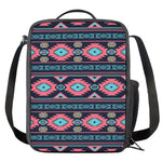Pink And Blue Southwestern Pattern Print Crossbody Lunch Bag