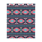 Pink And Blue Southwestern Pattern Print Curtain