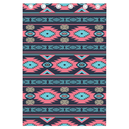 Pink And Blue Southwestern Pattern Print Curtain