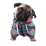 Pink And Blue Southwestern Pattern Print Dog Zip Up Hoodie