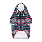 Pink And Blue Southwestern Pattern Print Dog Zip Up Hoodie