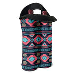 Pink And Blue Southwestern Pattern Print Double Neoprene Wine Tote