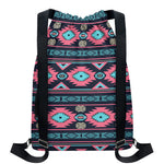 Pink And Blue Southwestern Pattern Print Drawstring Backpack