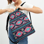 Pink And Blue Southwestern Pattern Print Drawstring Backpack